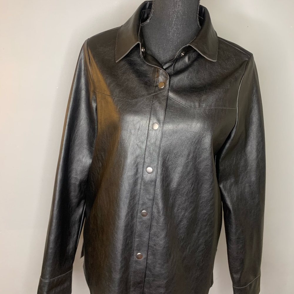 Line & Dot leather button up shirt NWOT